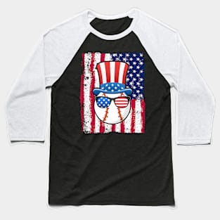 Baseball Ball American Flag 4th of July Funny Gift Baseball T-Shirt